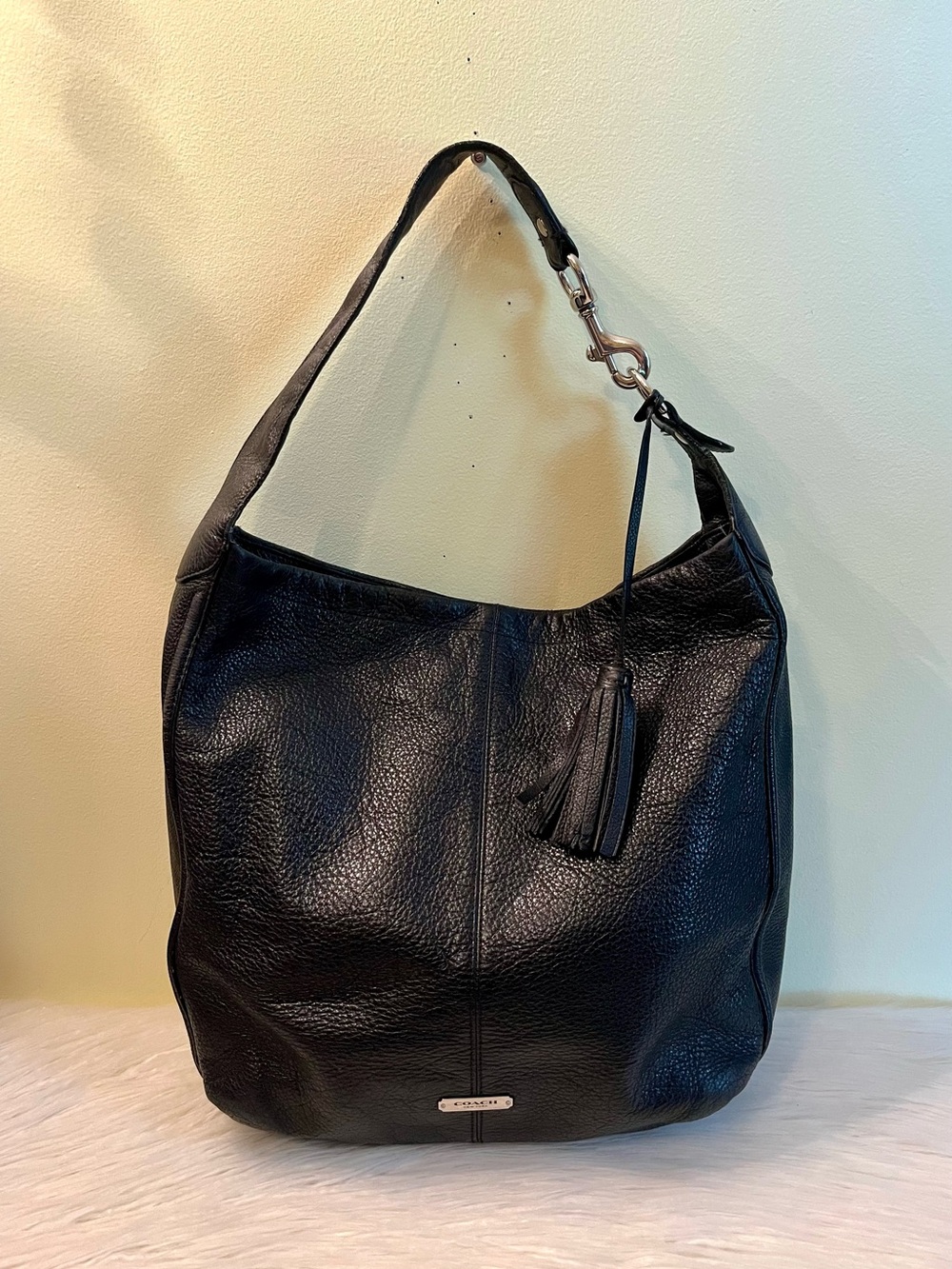 Coach Avery Black Tumbled Leather Hobo Shoulder Bag